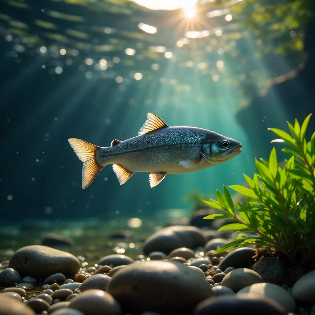 Gray Fish Swimming Underwater in Středočeský Kraj