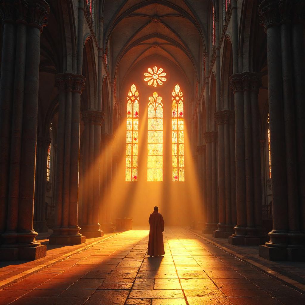 Sunrise Reverence in a Gothic Cathedral