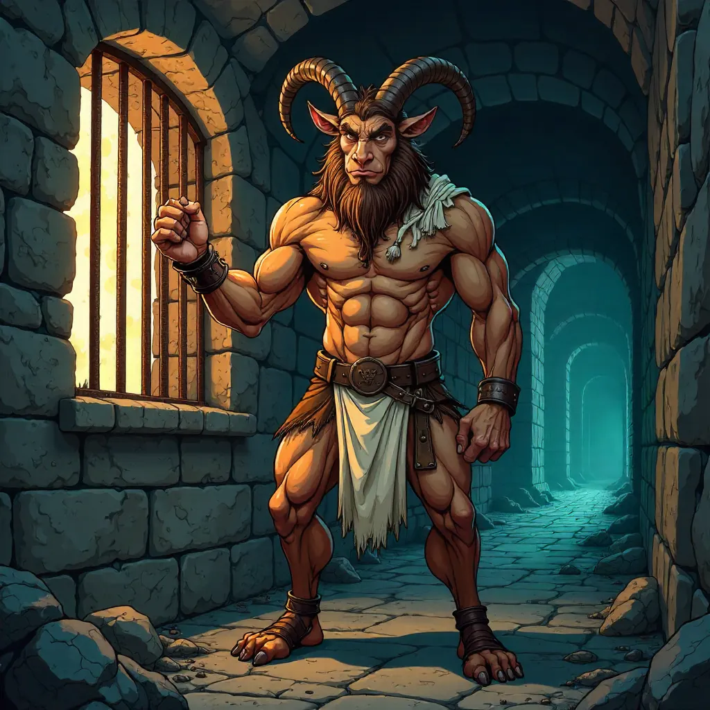 Satyr in Prison: Anime Style Illustration
