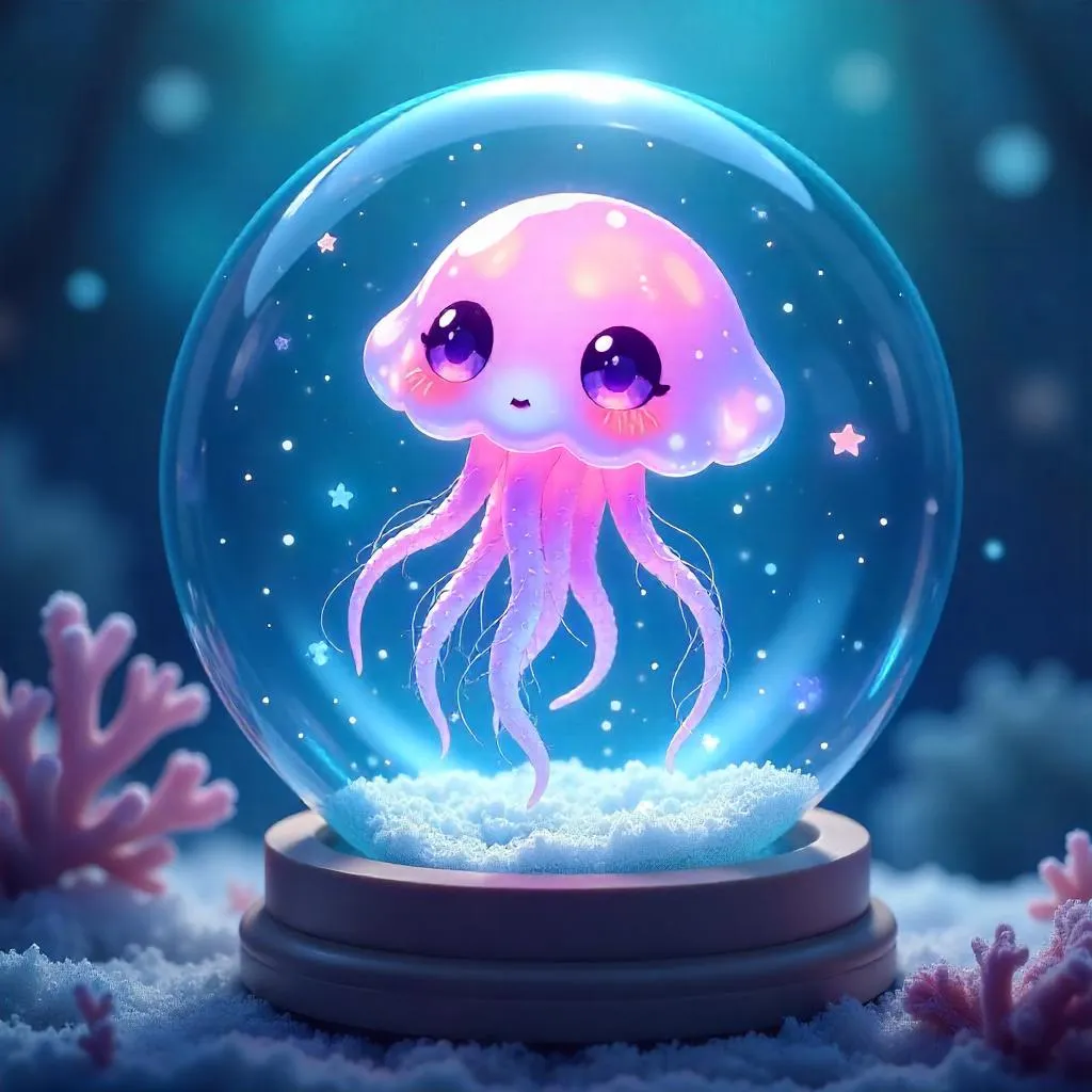 Anime Jellyfish in a Snow Globe