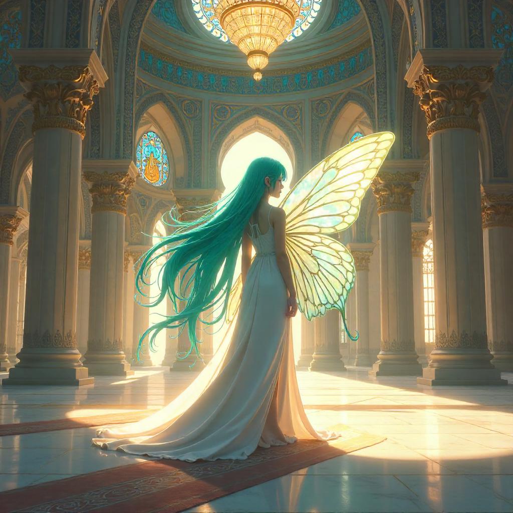 Anime Nymph in a Sacred Mosque Hall