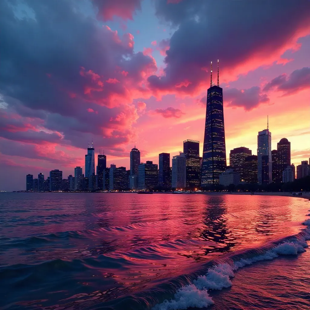 Dusk Over Lake Michigan: Chicago Skyline