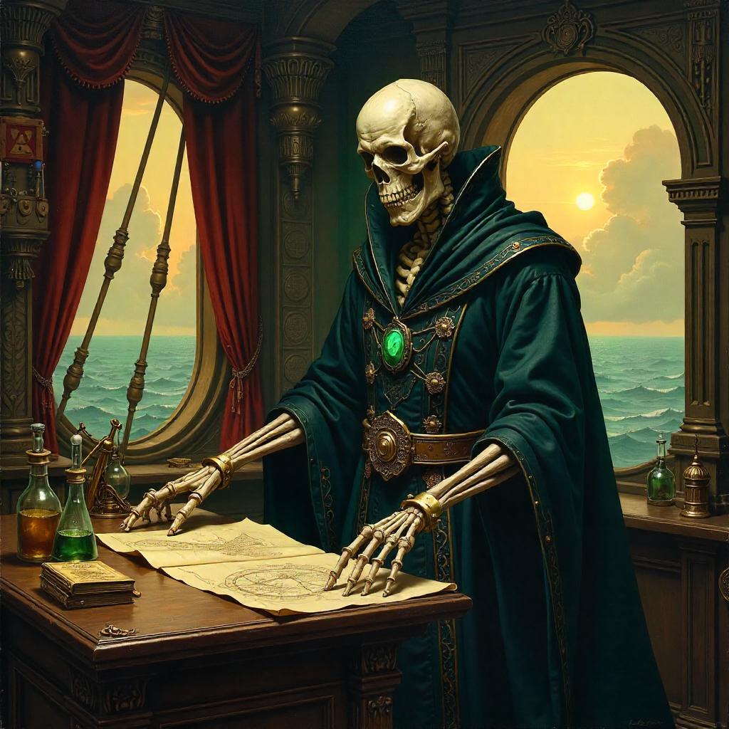 The Lich Captain Afloat in an Airship