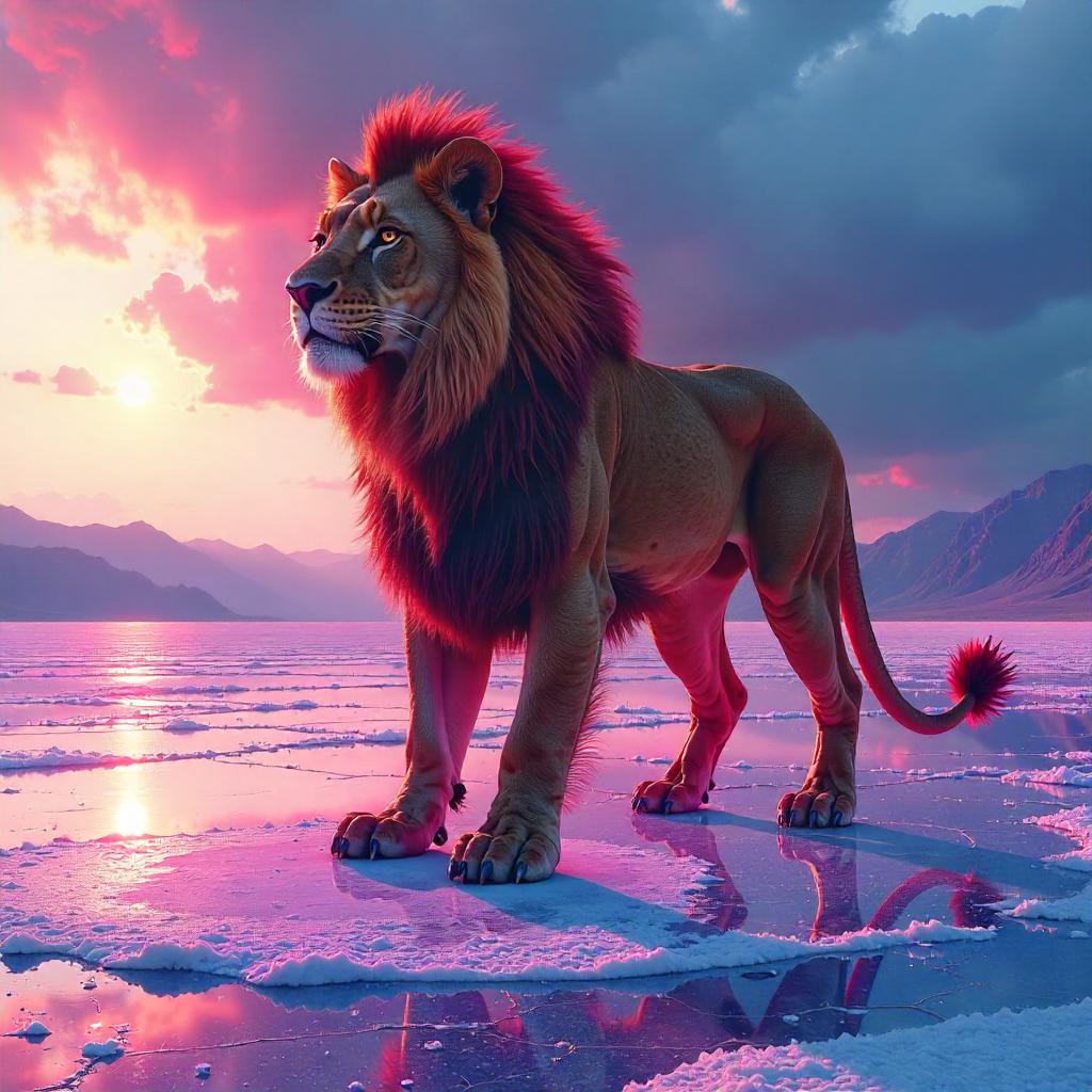 Manticore on a Salt Flat: Digital Dreamscape