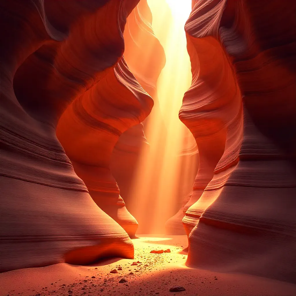 Antelope Canyon Lightbeams on Smooth Sandstone