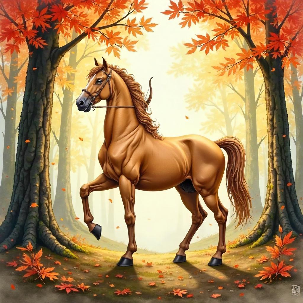 Autumn Forest Centaur in Watercolor