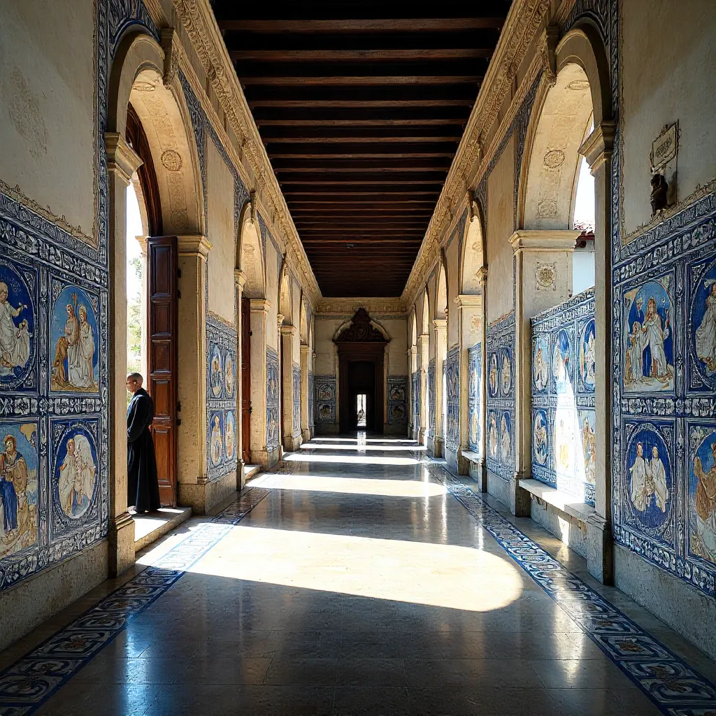 Baroque Azulejo Corridor in Tomar Monastery