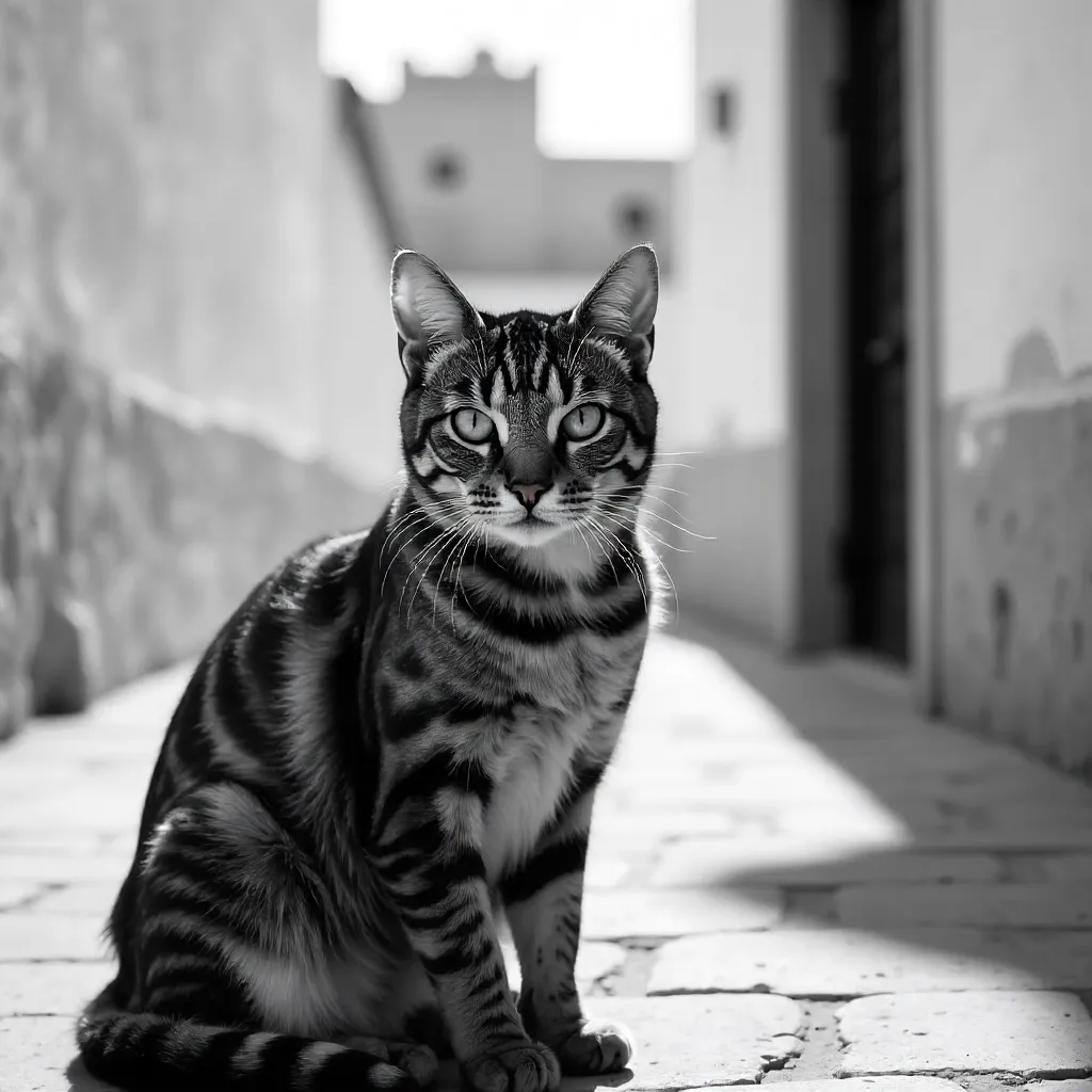 Serene Tabby Portrait in Rabat, Morocco