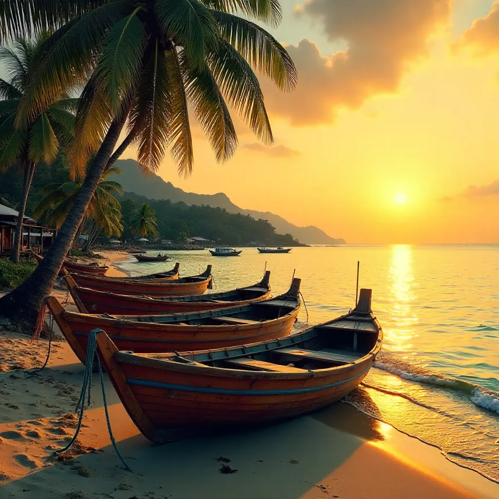 Sunset Tranquility over Bình Thuận Boats