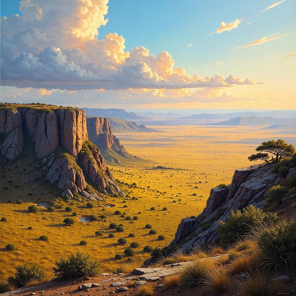 Savanna from a Mountain Peak - Oil Landscape