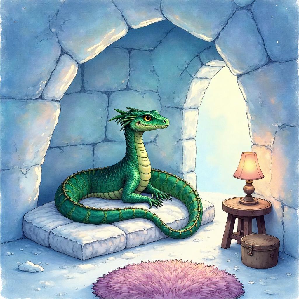 Basilisk in an Igloo: Watercolor Dream