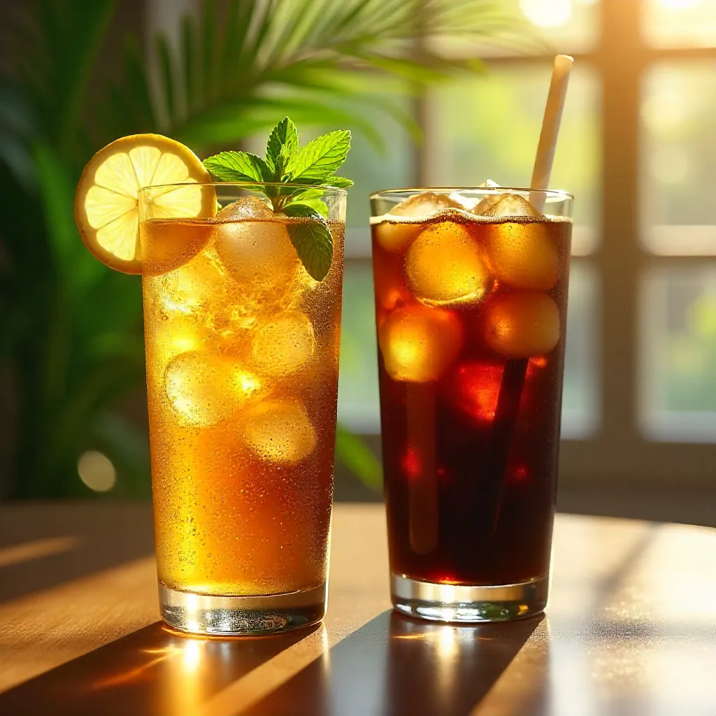 Summer Shadows: Close-Up Iced Tea and Coffee