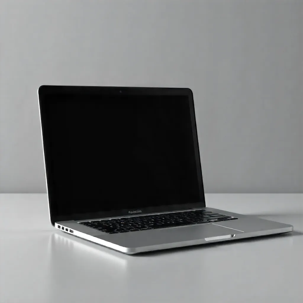 Sleek Modern Laptop on Minimalist Gray Surface