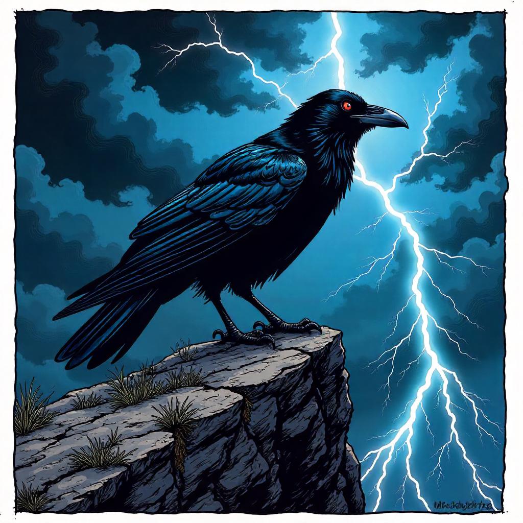 Raven on a Jagged Rock - Comic Book Storm