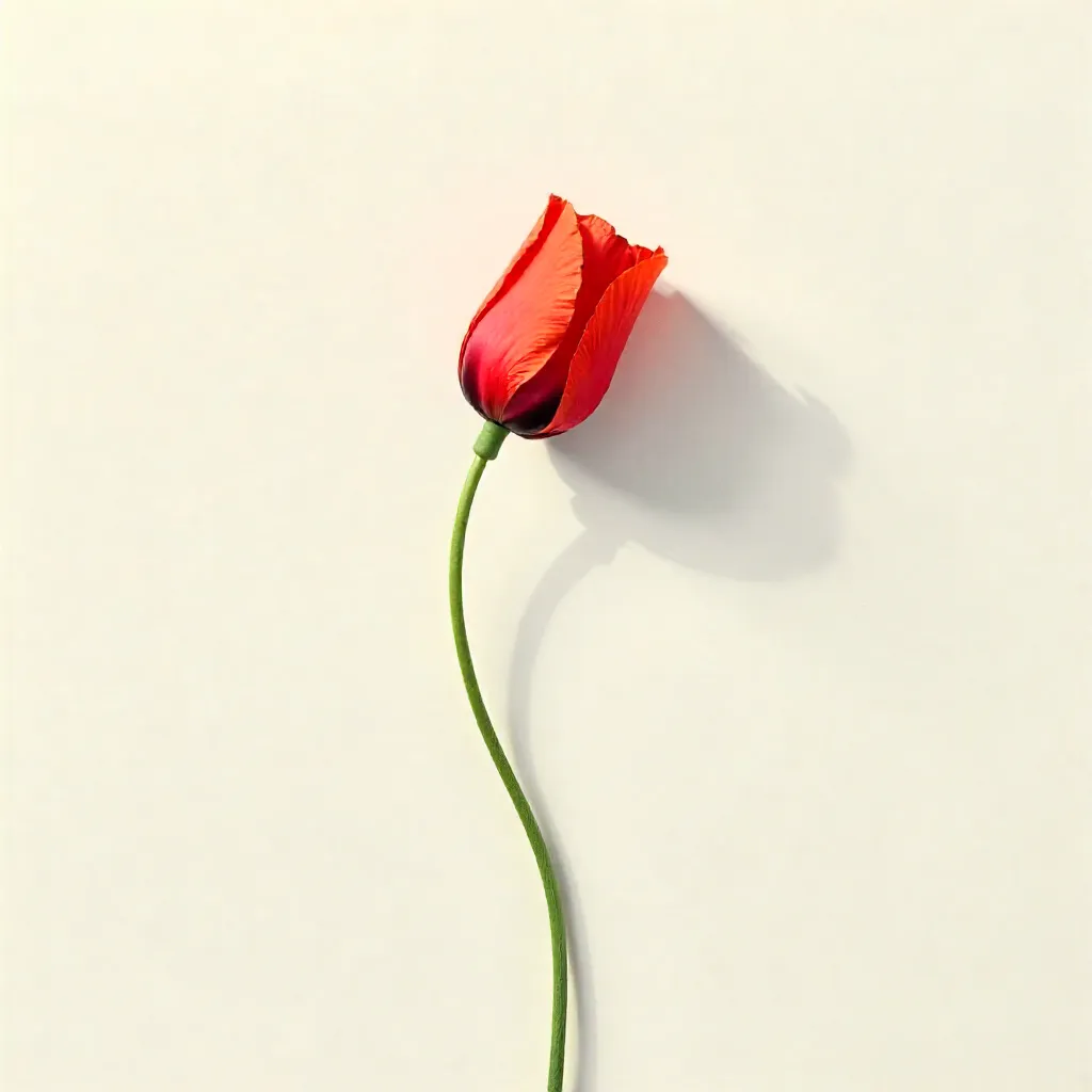 Minimalist Poppy Bud Emerging on a Light Background