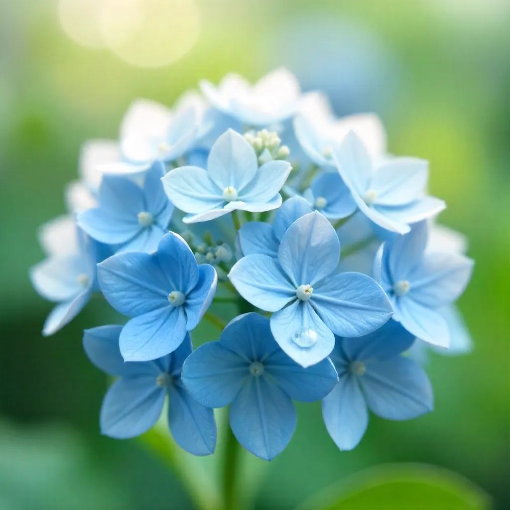 Soft Blue-White Hydrangea Macro in Spring Light