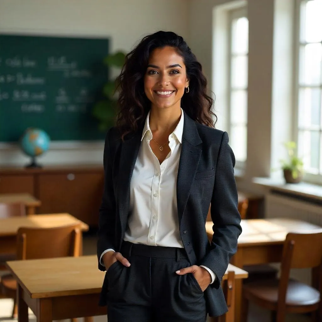 Confident Latina Educator in the Classroom
