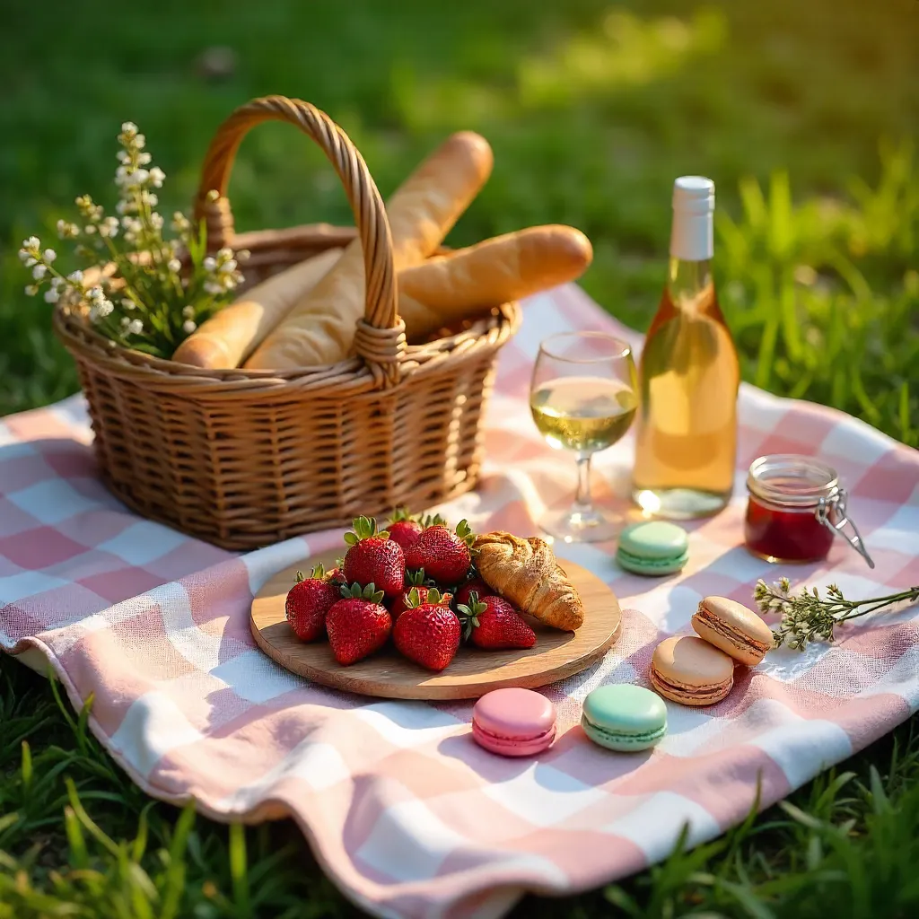 Sunny Summer Picnic: Baguettes, Macarons and Strawberries