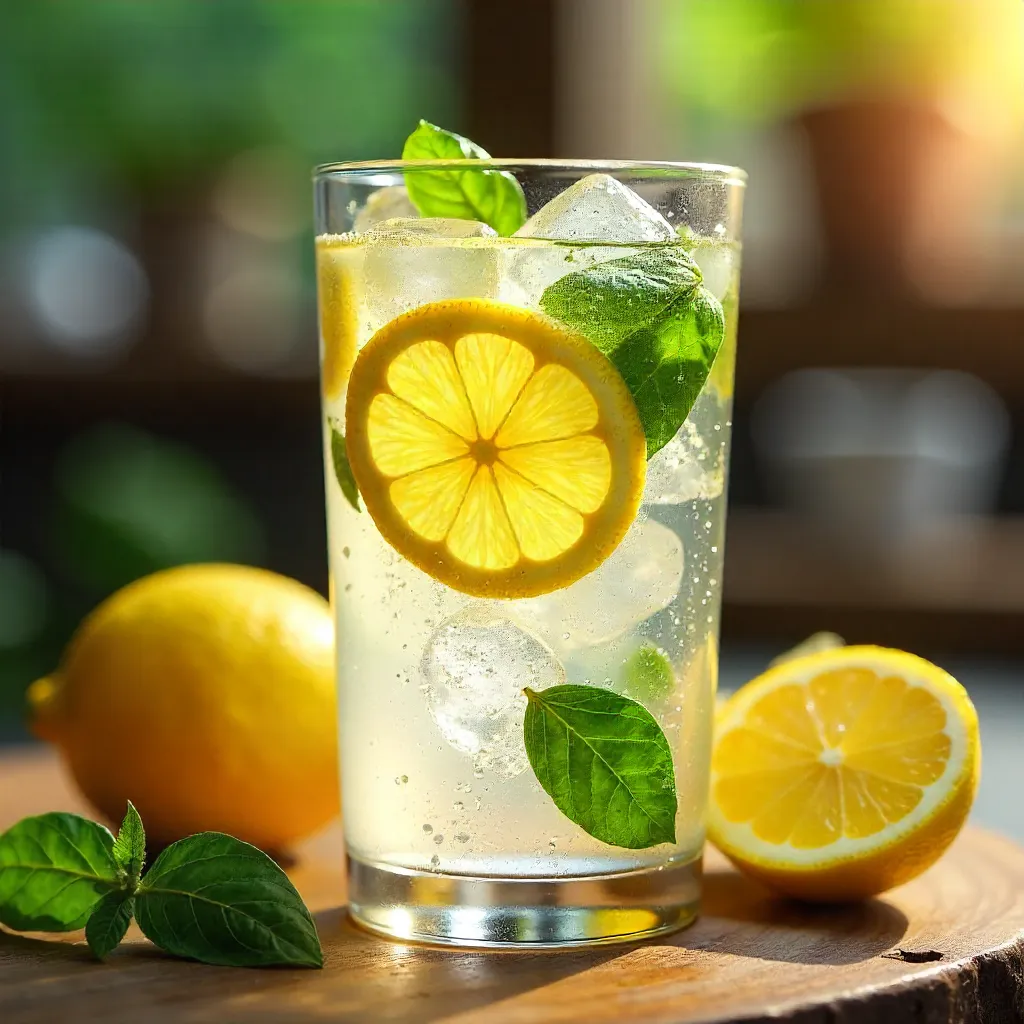Vibrant Lemon-Basil Infused Water in Glass