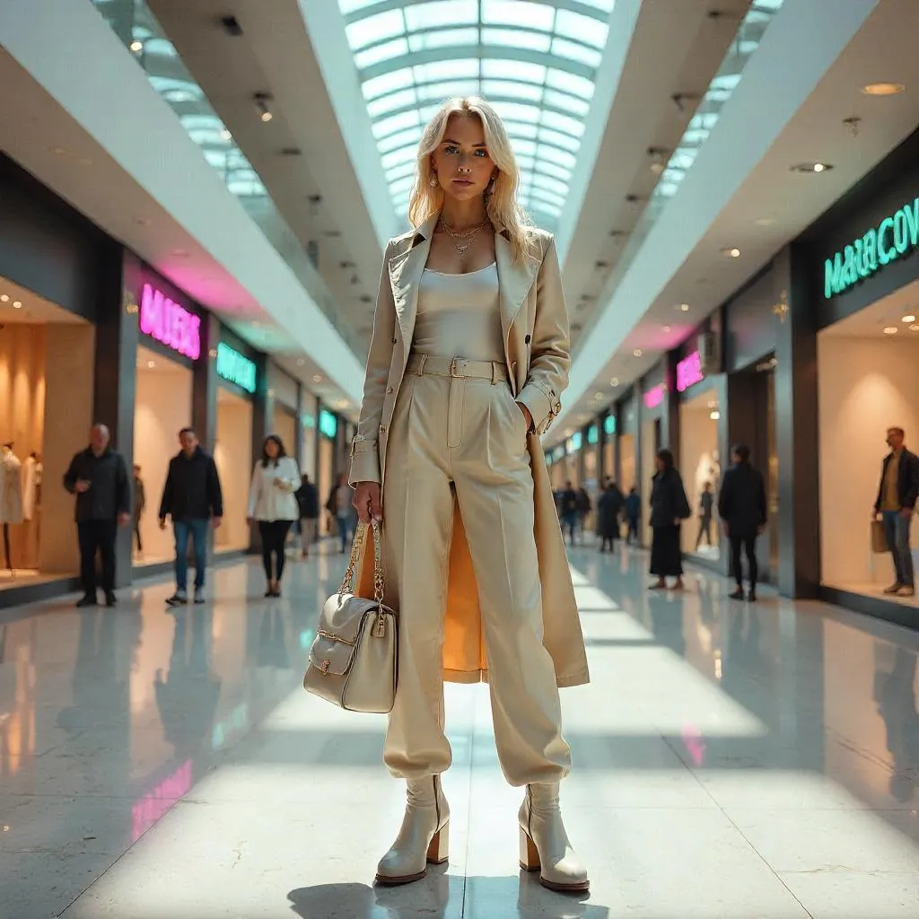 Concept Art: Stylish Caucasian Woman in a Mall