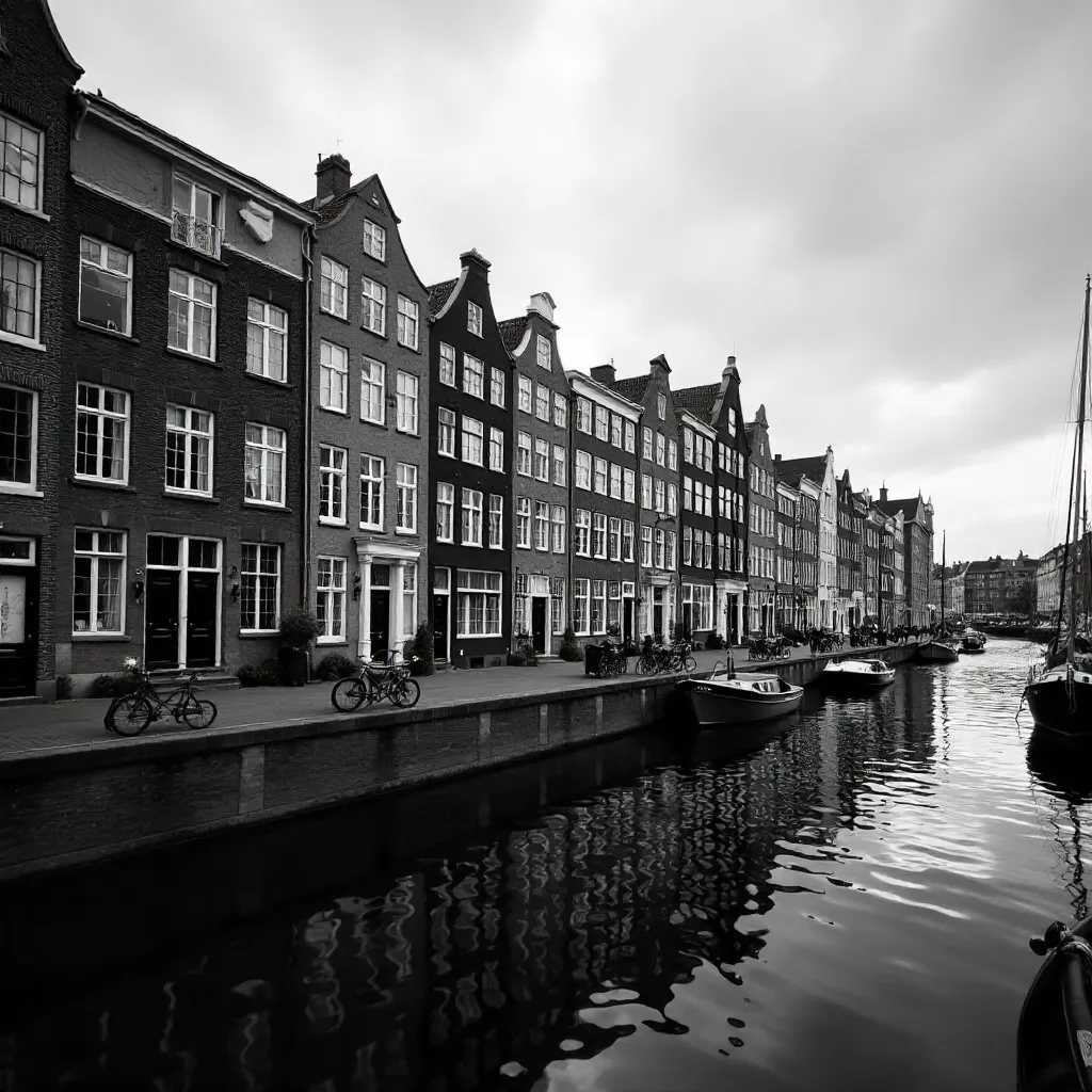Monochrome Nyhavn Canal Houses in Copenhagen