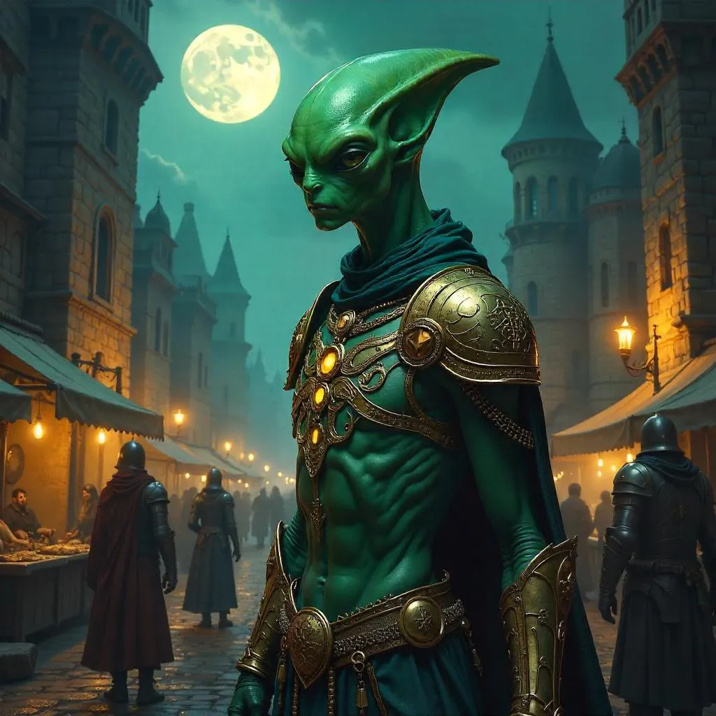 Alien Knight in a Medieval Realm — Concept Art