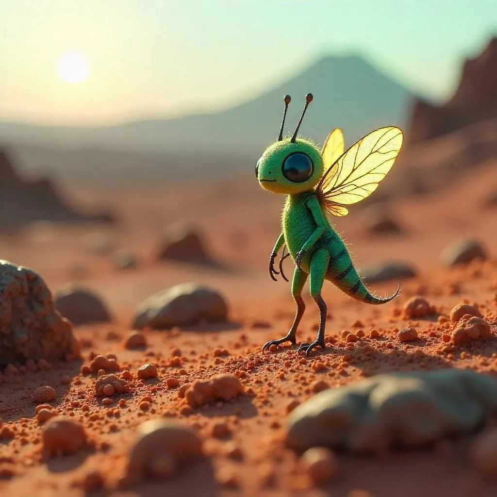 Photorealistic Sprite on Mars Under Red Skies