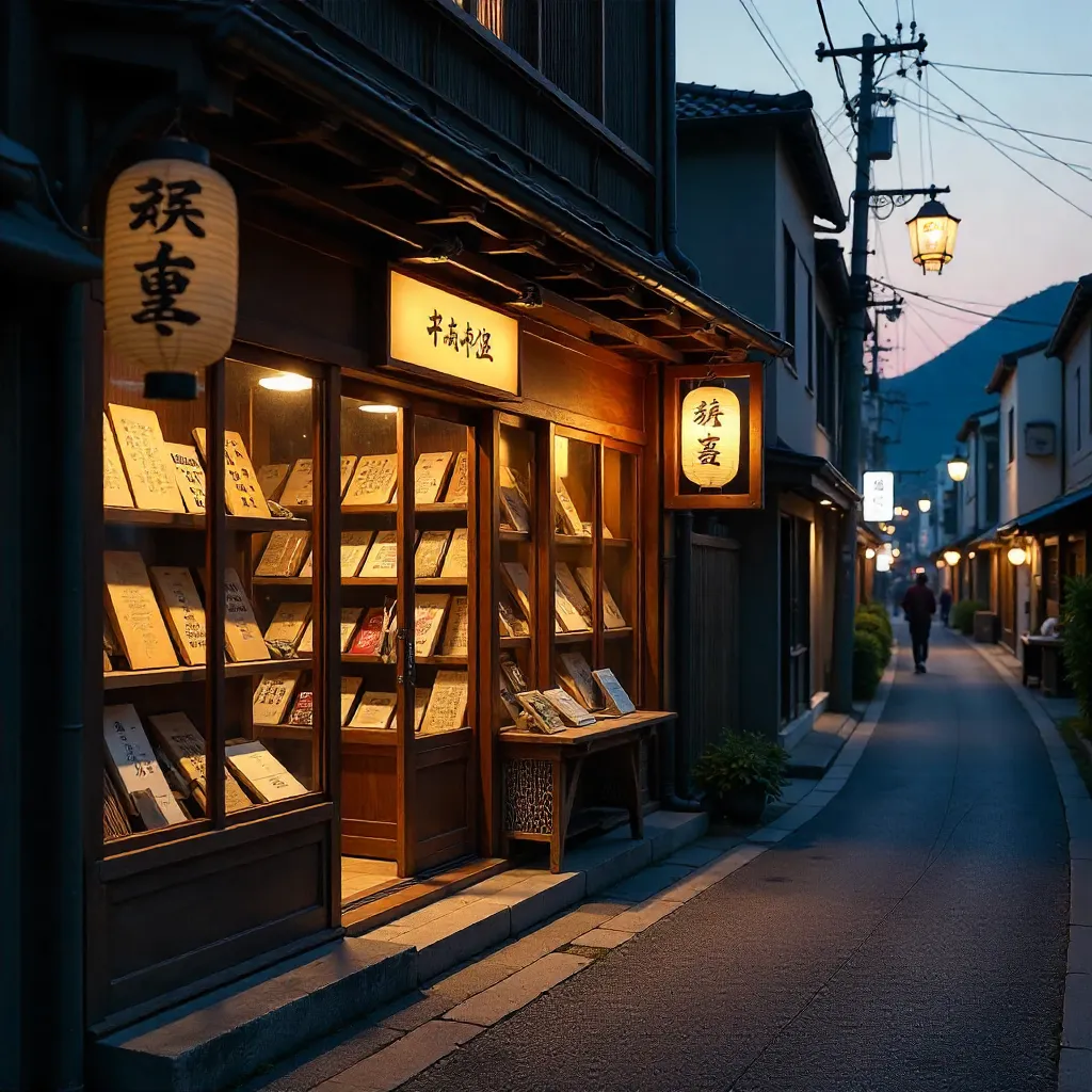 Dusk at Kyoto's Traditional Bookstore