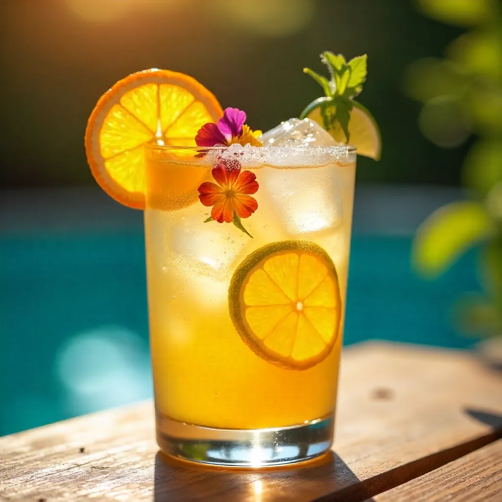 Vibrant Citrus Cocktail with Edible Flowers