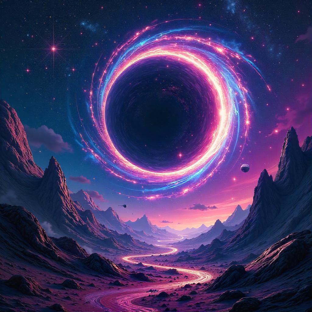 Oil Painted Black Hole in a Video Game World