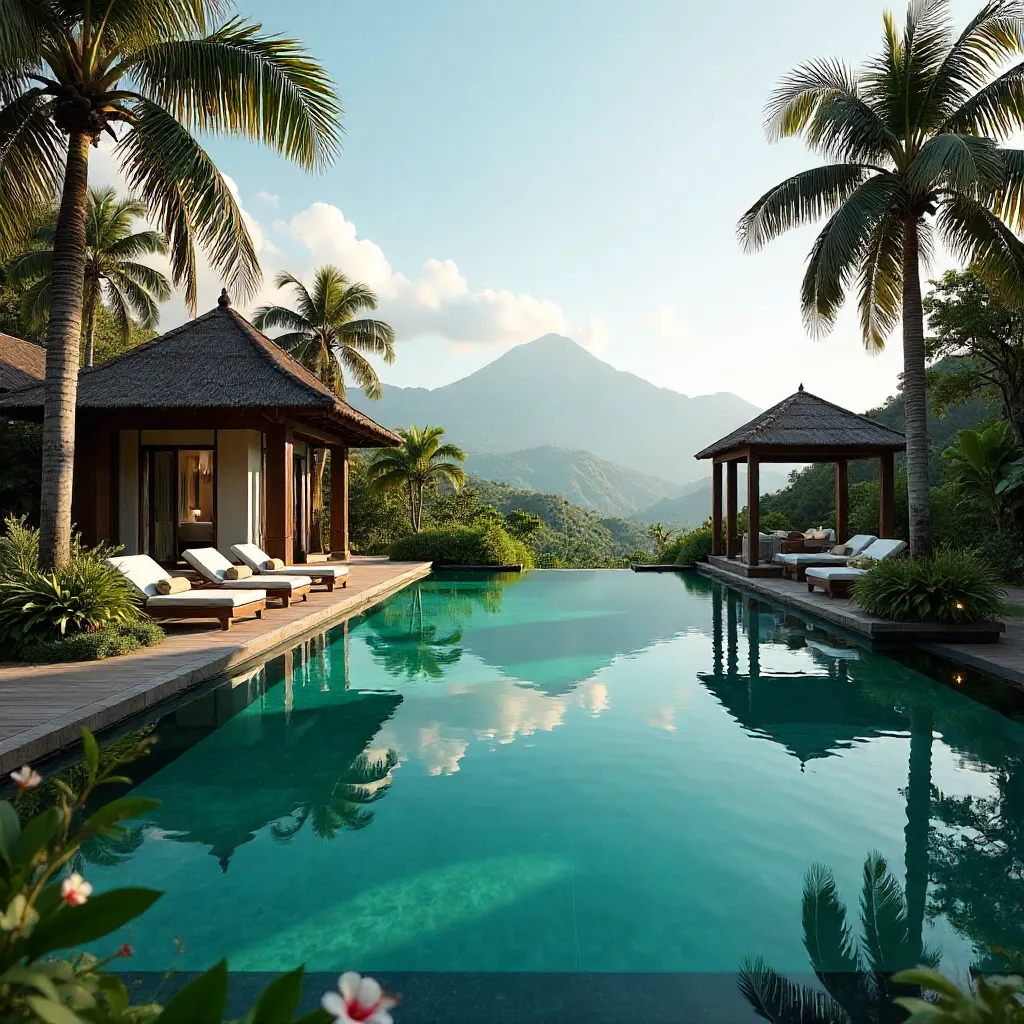 Serene West Java Poolside Resort with Mountain Vistas