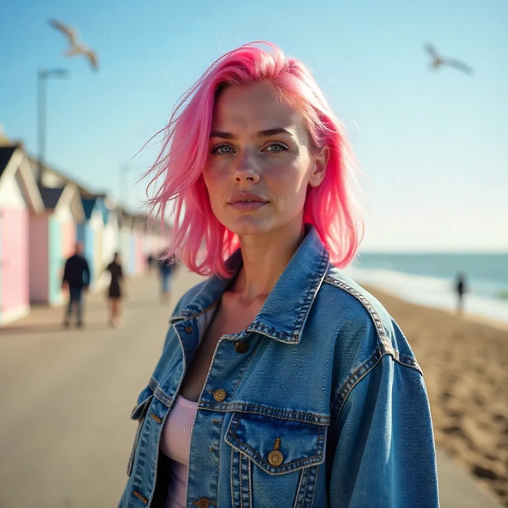 Brighton Pink-Haired Portrait in Denim