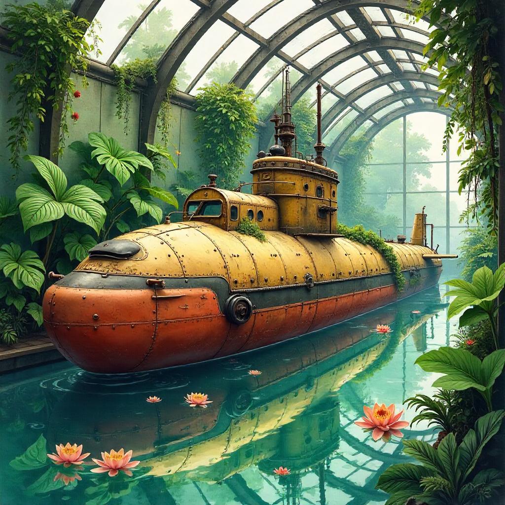 Submarine in a Glasshouse: Watercolor Dream