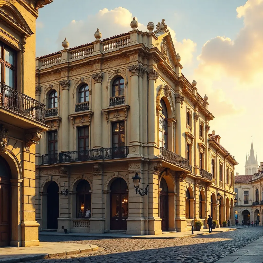 Golden Hour Facade of a Historic European Building
