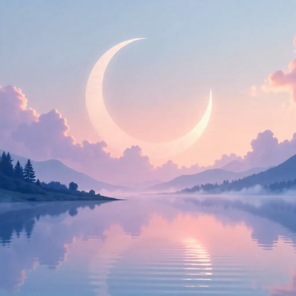 Serene Crescent Moon in Soft Twilight Sky