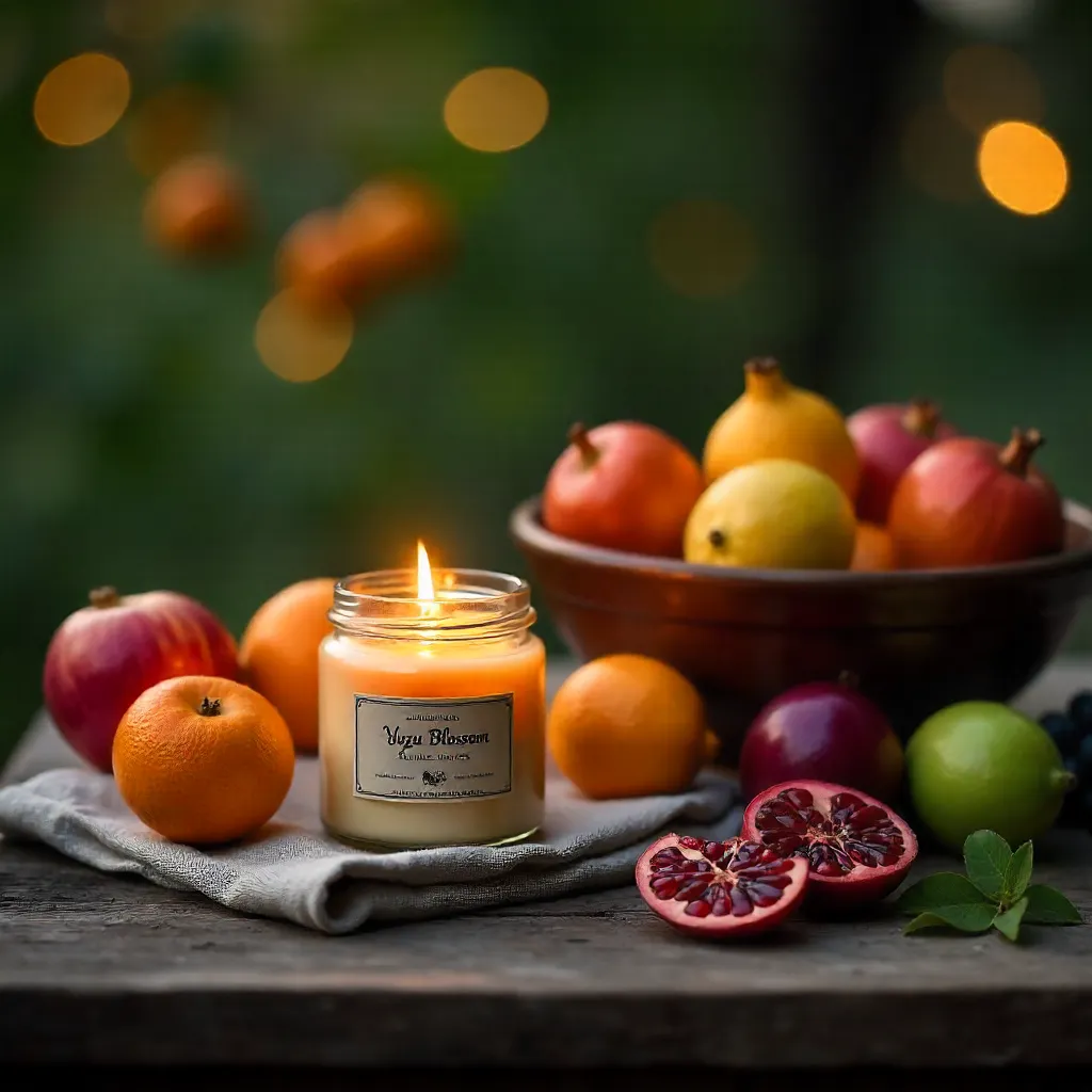 Cozy Still Life with Fruits and Yuzu Candle