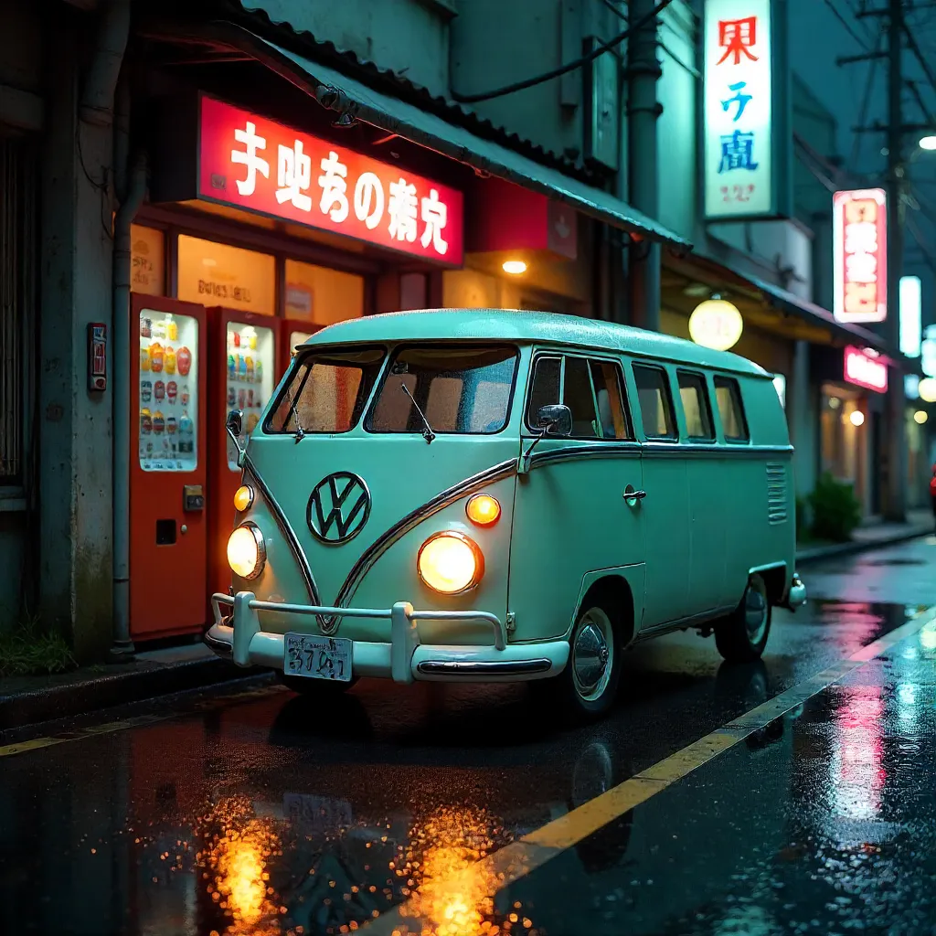 Yellow Headlight VW Type 3 Under Tokyo Carport