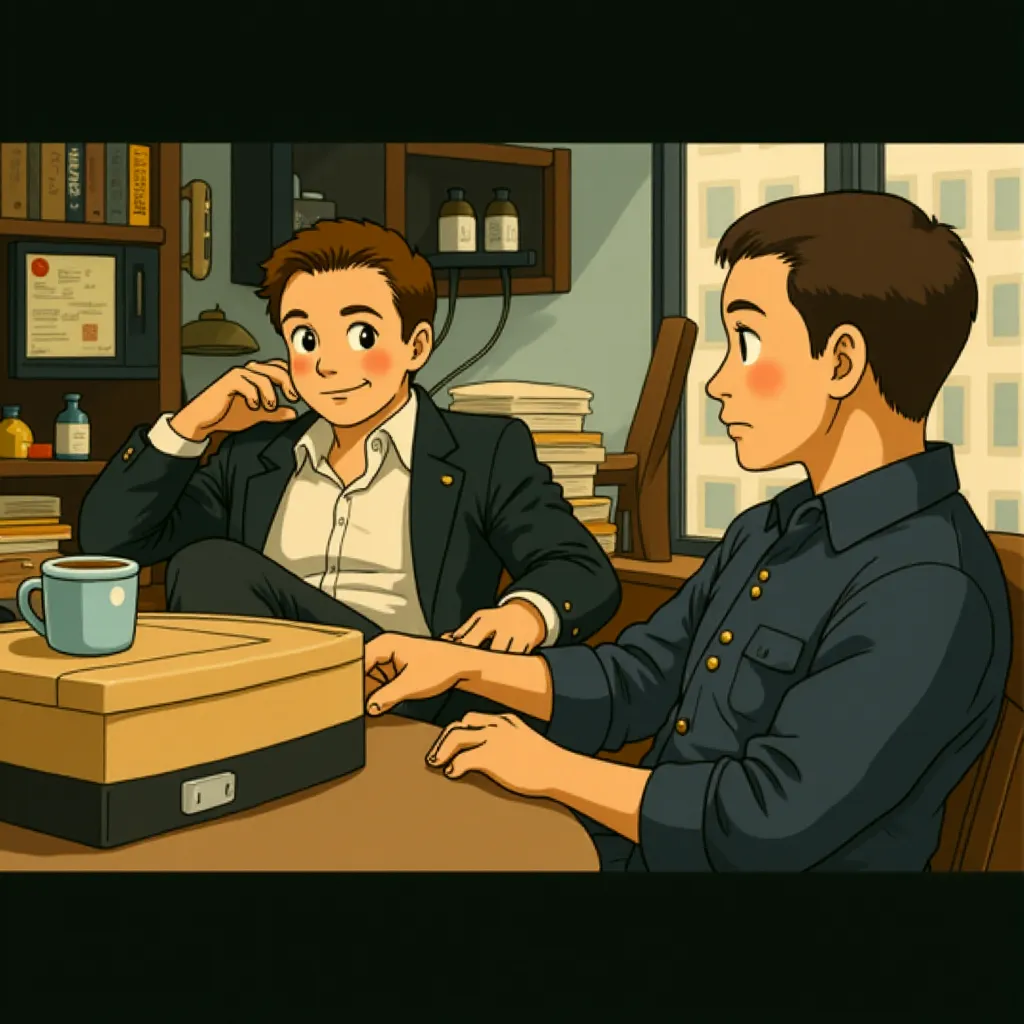 Jeremy Strong and Rafe Spall in The Big Short (2015) - Anime style