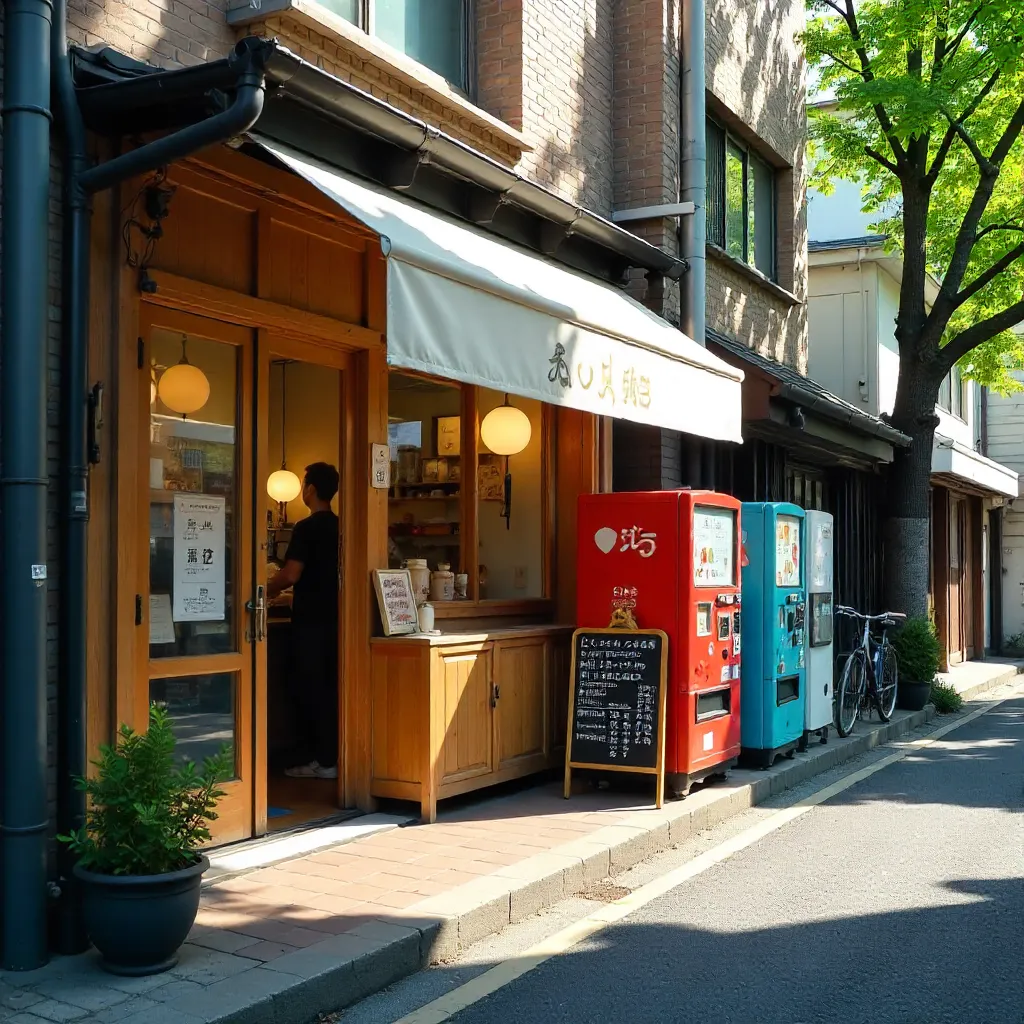 Sunny Street Café with Vending Machines