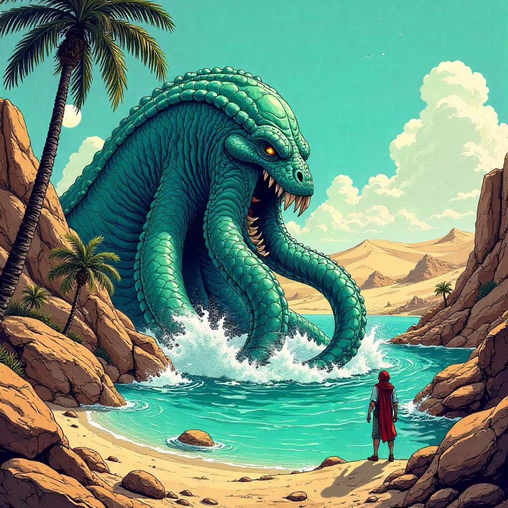 Kraken of the Oasis: A Desert Comic Splash