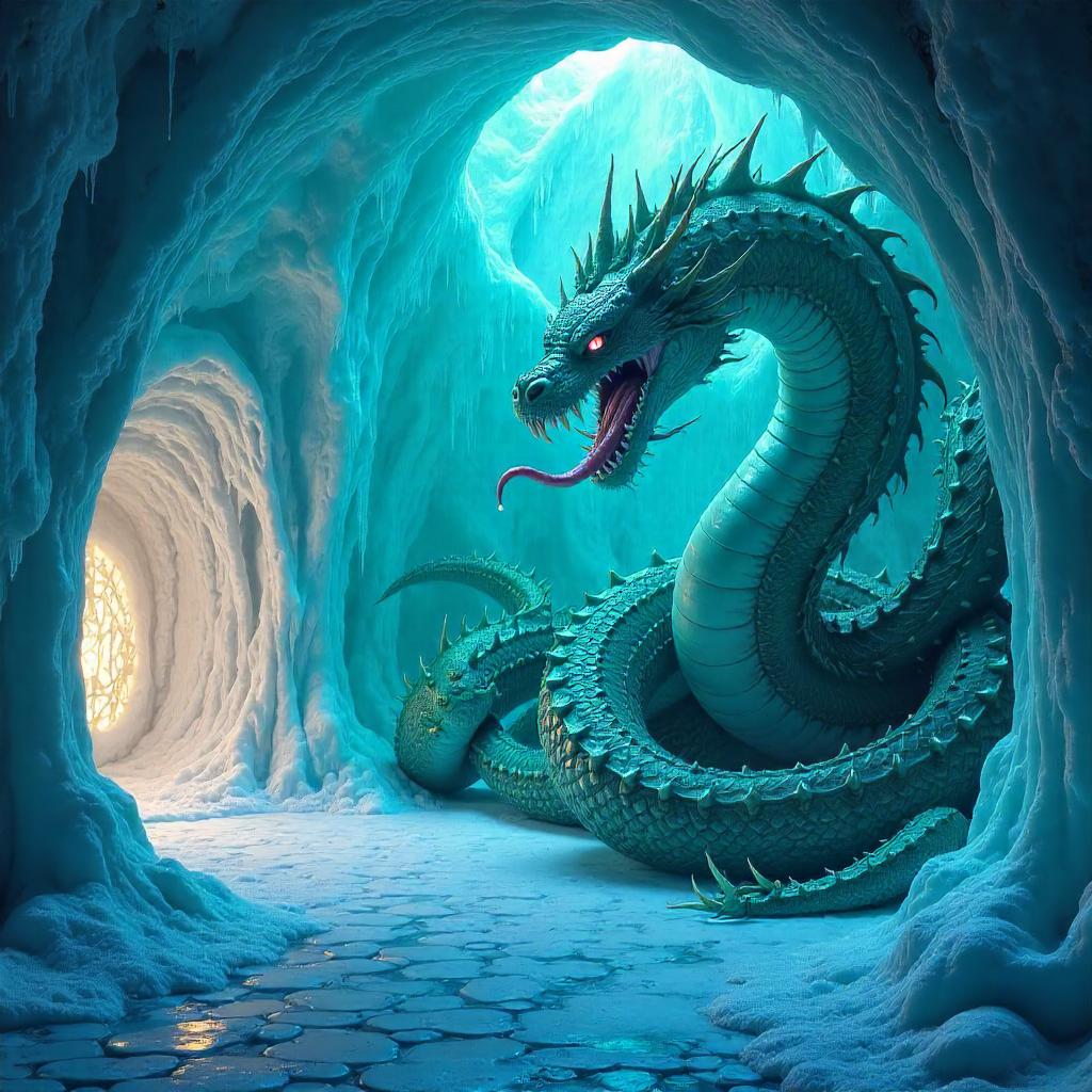Hydra in a Gelid Igloo: Neon Digital Fantasy