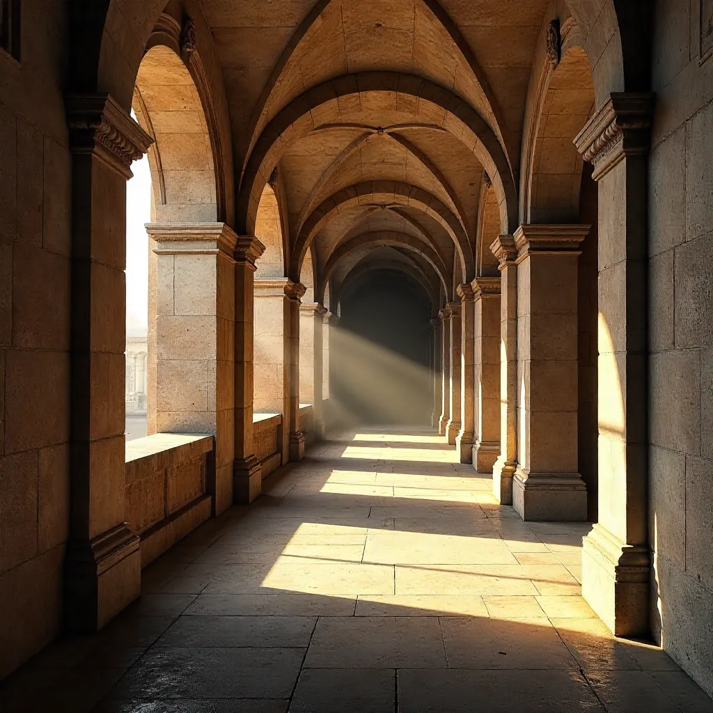 Timeless Stone Arches in a Historic Corridor