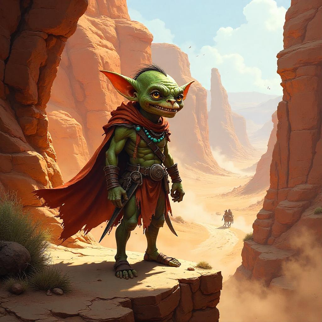 Goblin Scout in a Desert Canyon — Concept Art