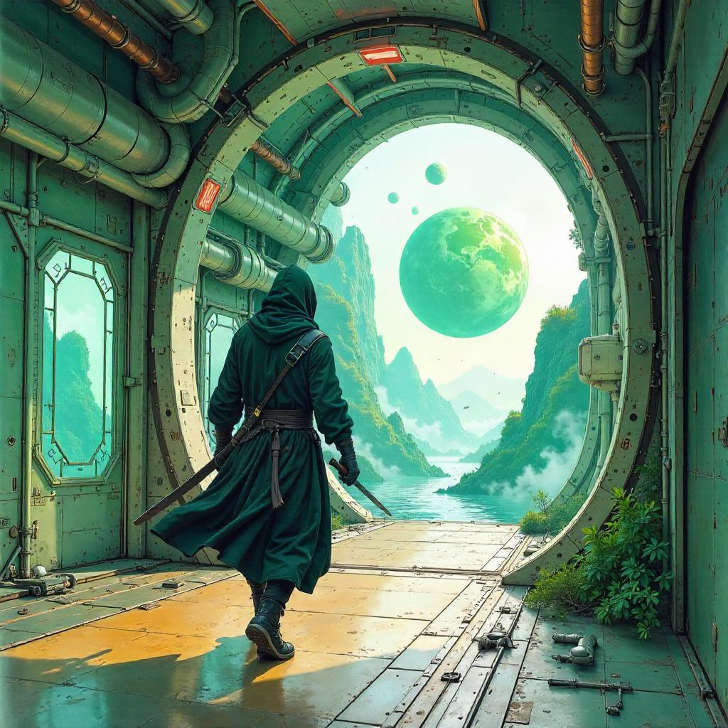 Ninja in a Watercolor Terraforming Station