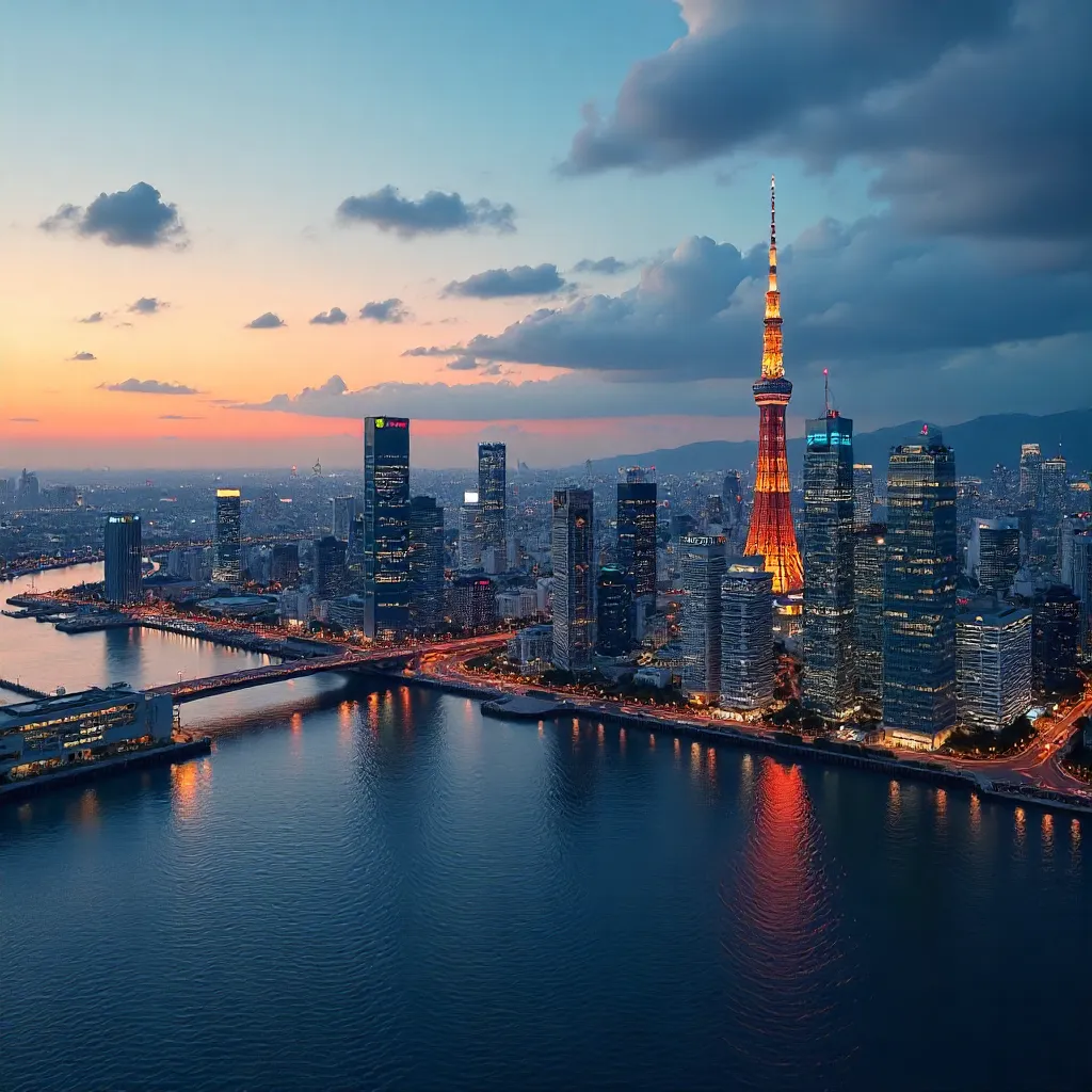 Twilight Panorama: Tokyo Skyline of Modern Architecture