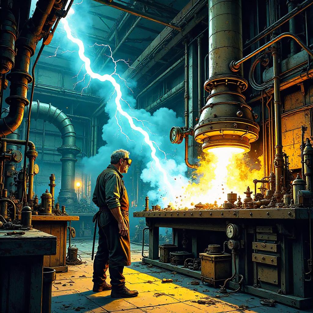 Lightning over the Steampunk Workshop