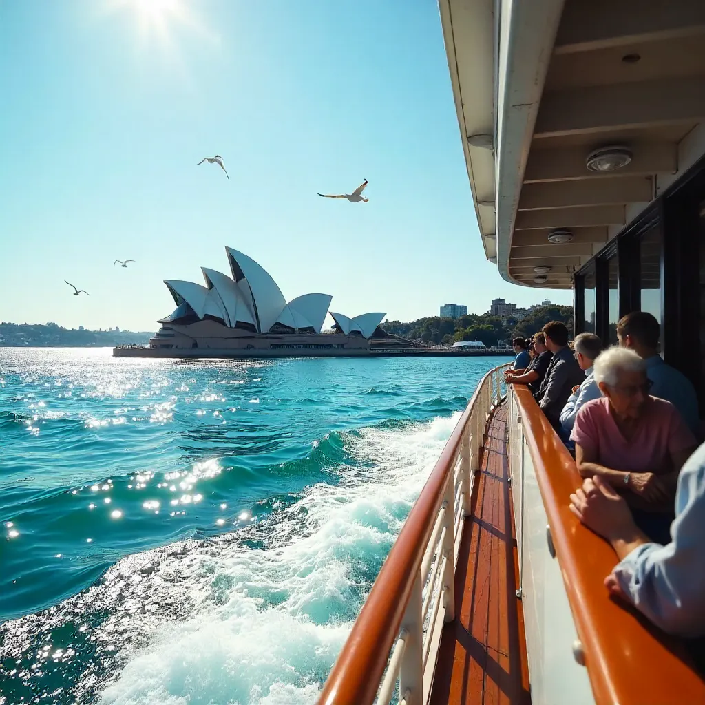 Sunny Ferry Approaching Sydney Opera House