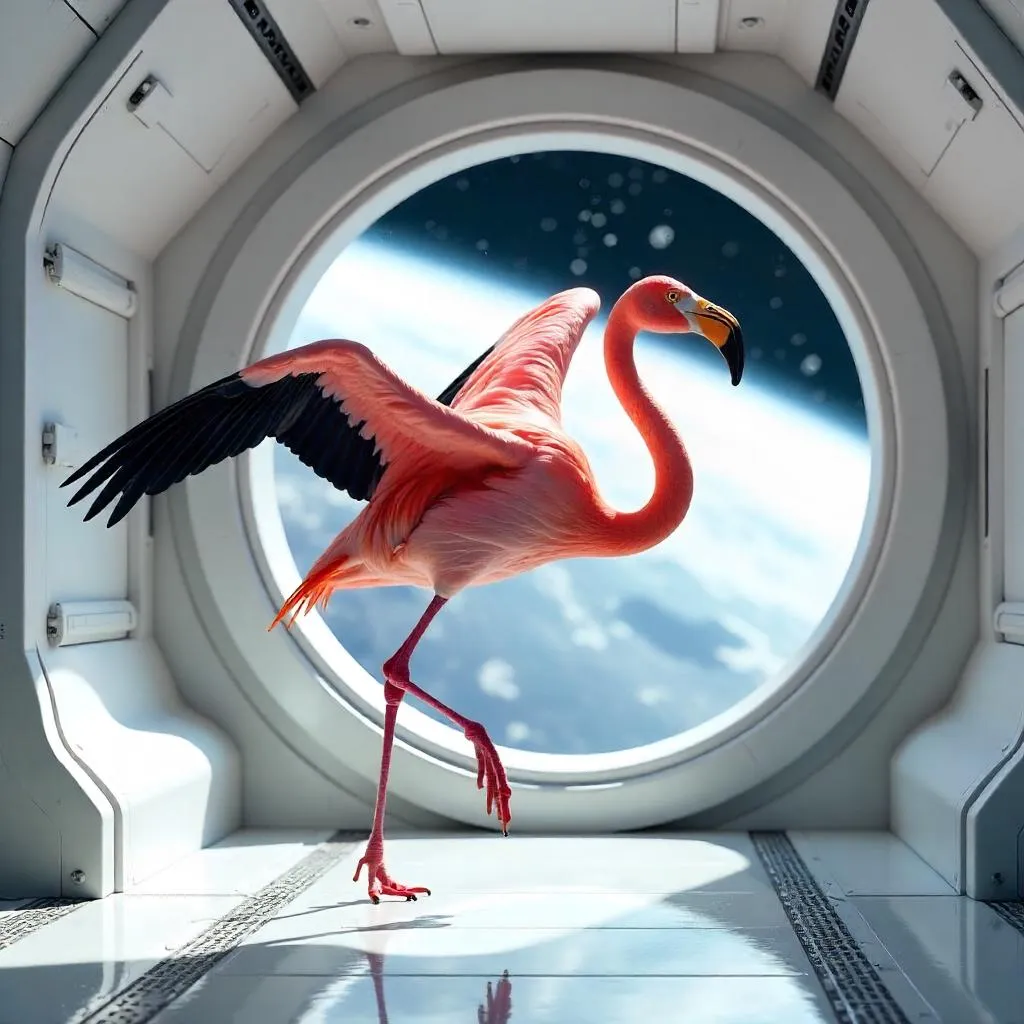 Weightless Flamingo in Zero Gravity
