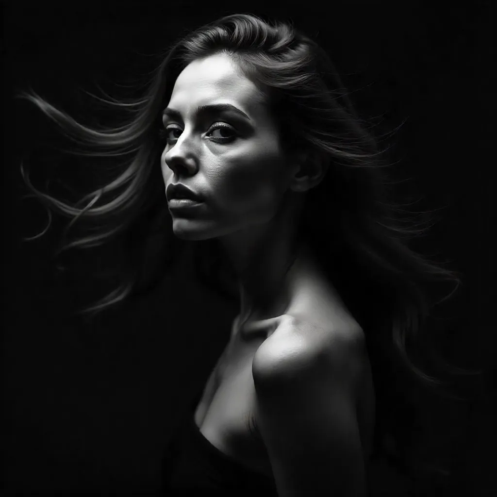 Black and White Motion Blur Portrait: Mysterious Woman