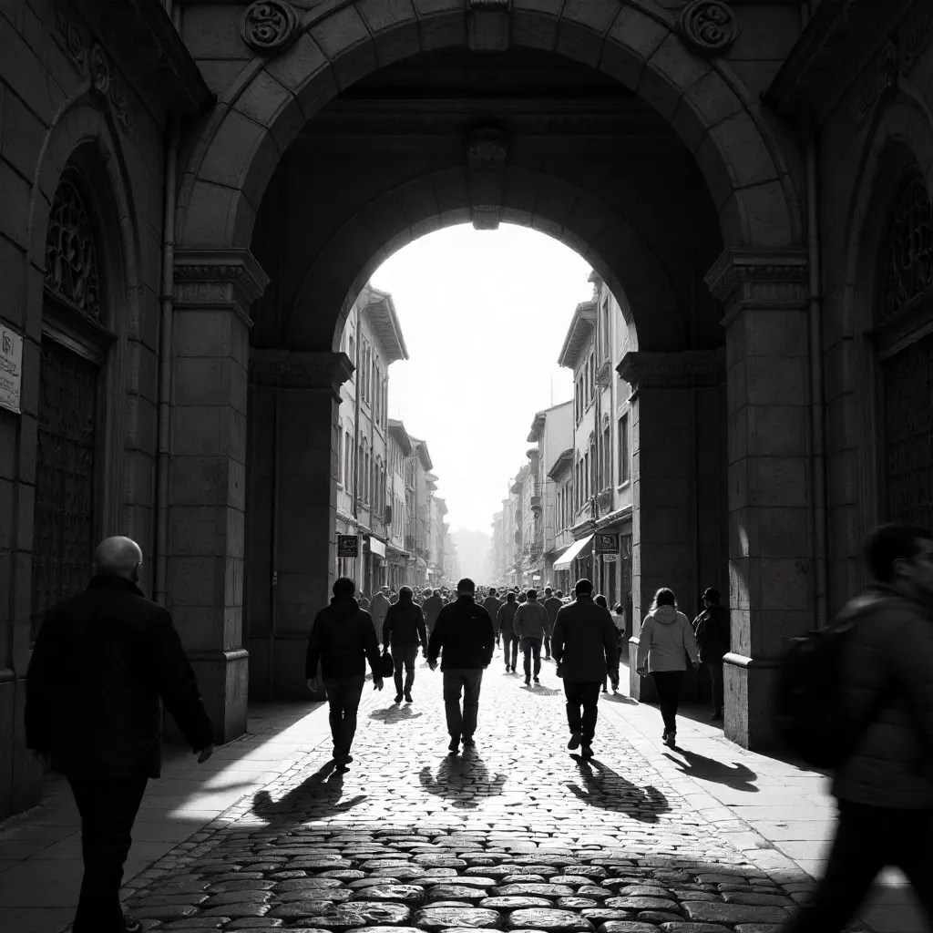 Monochrome Archway Walk in Ankara